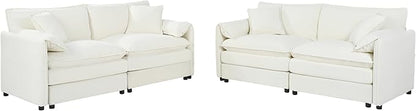 Chenille Sofa Set for Living Room, 2 Pieces Modern Deep Seat Oversized 3-Seater Cloud Couch for Bedroom, Office, Apartment, Furniture Set