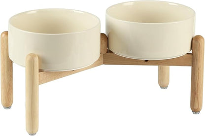 Ceramic 7.3inch Raised Double Bowls Set