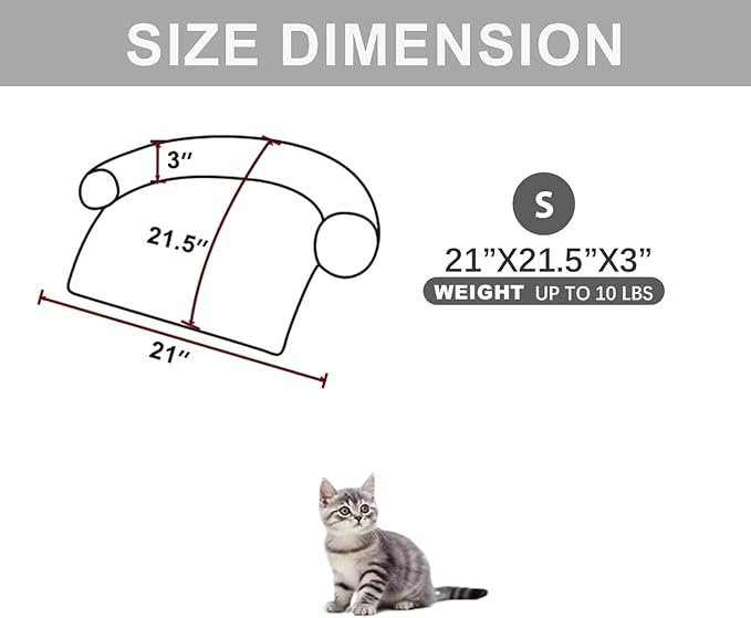 Calming Dogs/Cats Bed Mats, Dog Pad Washable Removable Couch Cover, Plush Long Fur Mat for Pets, Waterproof Lining, Perfect for Small, Medium and Large Dogs and Cats (Light Gray, 21"x21")