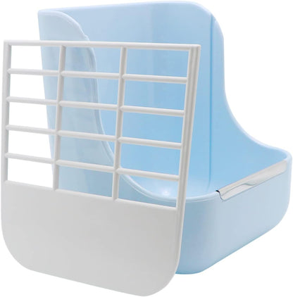 Litewoo Rabbit Hay Feeder Guinea Pig Feeder, 2 in 1 Automatic Small Animal Food Bowl Feeding Cage Accessories (Blue)