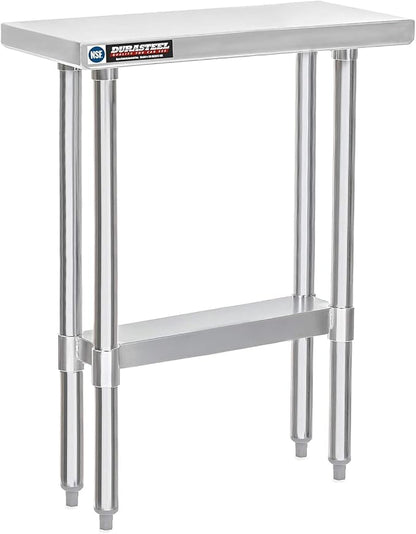 DuraSteel 30x12 Stainless Steel Work Table - NSF Commercial Prep Metal Table - Outdoor Pizza Oven Stand w/Under Shelf - Kitchen Island Laundry Utility Garage Microwave Stand Large Rolling Storage Cart