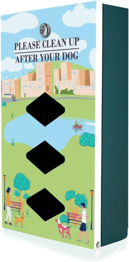 Dispense-Art™ Collection Dog Park Walk - Custom UV-Printed Design on Rust-Proof Aluminum Starter Dog Waste Station/roll Bag System - Includes 400 Waste Bags & 10x12 Sign