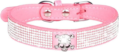Serijoars Small Dog Collar with Rhinestone Crystal Diamond Colorful Bling Girl Puppy Cat Collars (S, Pink5)