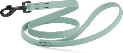 Dogline Biothane Waterproof Dog Leash Strong Coated Nylon Webbing with Black Hardware Odor-Proof Easy to Clean High Performance for Small or Large Dogs Made in USA 4 or 6 ft Lead, Sage Green