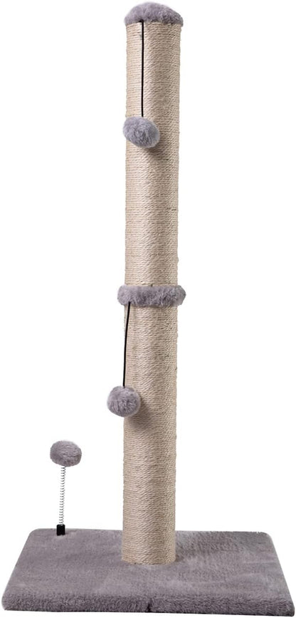 MECOOL 34“ Tall Cat Scratching Post Premium Basics Kitten Scratcher Sisal Scratch Posts Trees with Hanging Ball for Indoor Cats, Gray