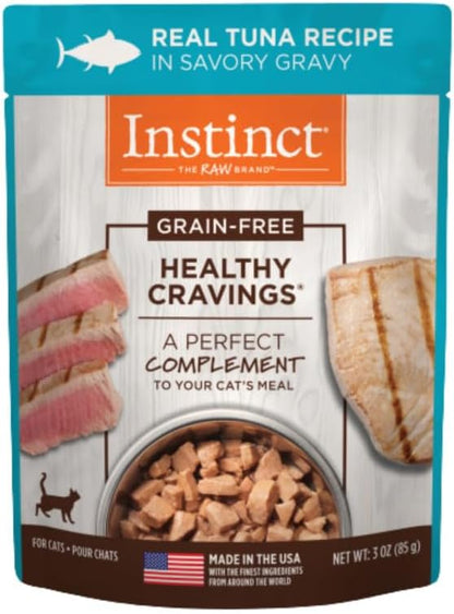 Instinct Healthy Cravings Grain Free Real Tuna Recipe Natural Wet Cat Food Topper by Nature's Variety, 3 oz. Pouches (Case of 24)
