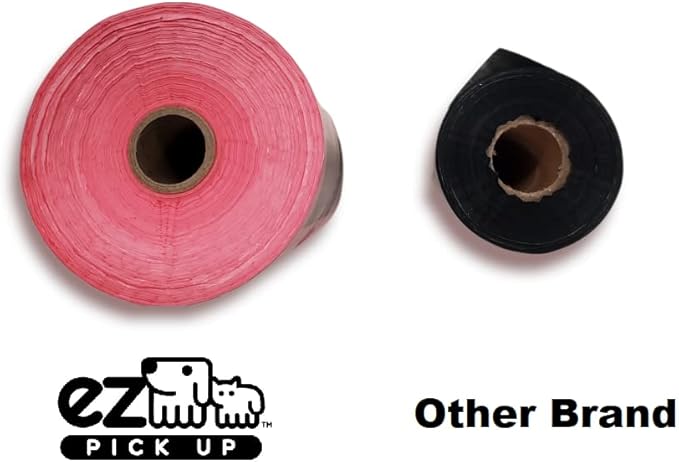 1000 Pet Waste Disposal Dog Poop Bags, EZ Pick Up Bag, Pink (single roll), 9"x12" Large
