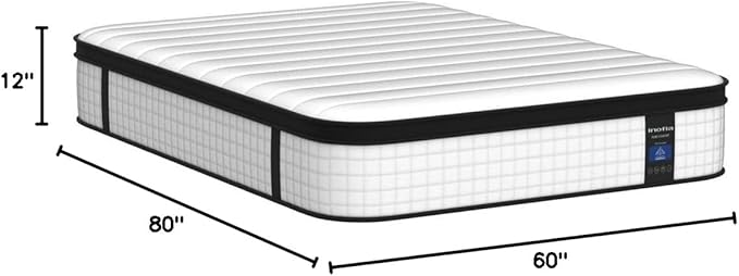 Inofia Queen Mattress, 12 Inch Hybrid Innerspring Double Mattress Cool Bed with Breathable Soft Knitted Fabric Cover, 101 Nights Trial