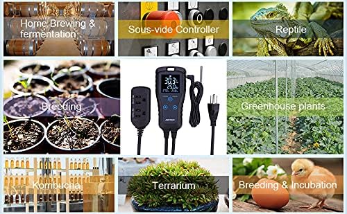 Digital Temperature Controller 2-Stage Thermostat Outlet Heating & Cooling Mode