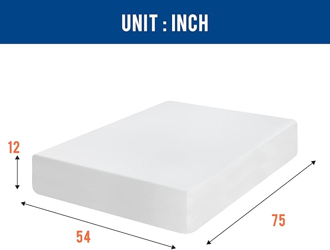 FDW | 12 Inch Full Mattress | Medium Firm | Gel Memory Foam Mattress | White | Bed in a Box, CertiPUR-US Certified | Pressure Relief, Cooling Ventilated Foam | Washable Removable Cover