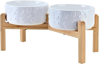 SPUNKYJUNKY Elevated Dog Bowls Ceramic, 7.3'' Dogs Food Water Bowls Raised - 42
