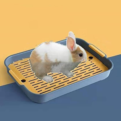 Gigicloud Rabbit Litter Box with Grate, 10.5 x 7.2 Inch Guinea Pig Litter Pan Anti-turnover Pet Toilet Potty Trainer Corner Guinea Pig Training Pan Cage with Toilet Tray For Rabbit Chinchilla Guinea