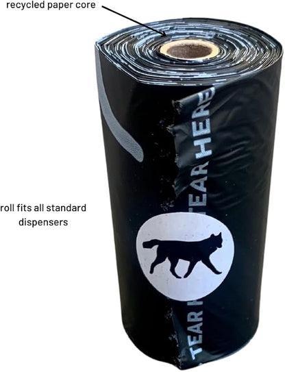 Compostable Dog Poop Bags, Plant-Based, TUV Certified, Unscented, Leak-Proof, 12 Rolls, 180 Bags, Black