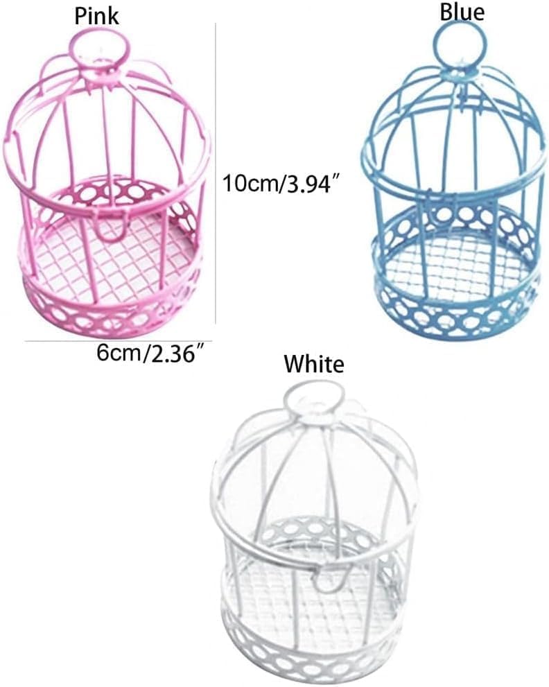 Blue Miniature Metal Wire Bird Cage Tealight Candle Holder Hanging Birdcage Lantern Wedding Candy Party Favor Box for Wedding Home Table DIY Decor, Decorations