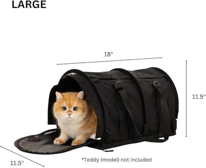 SturdiBag Pro 2.0 Pet Travel Carrier with Flexible Height for Cats and Dogs | Soft Sided Pet Carrier Bag with Safety Clips and Seatbelt Straps for Airplane or Car Travel | Large, Purple
