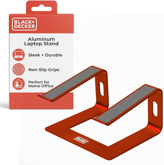 BLACK+DECKER Laptop Stand for Computer Desk, Ergonomic Laptop Stand for Desk, Lap top Riser Compatible with MacBook Notebook, Lap top Holder, Durable Aluminum Computer Riser Accessories, Coral Rose