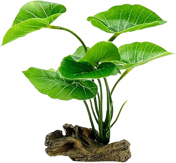 Smoothedo-Pets Fish Tank Decor Aquarium Decorations Ornaments Betta Leaf pad Hammock 6inch Plastic Artificial Plant Goldfish Fish Hides Small Tank/Reptiles Plants Driftwood (Green-Type-A)