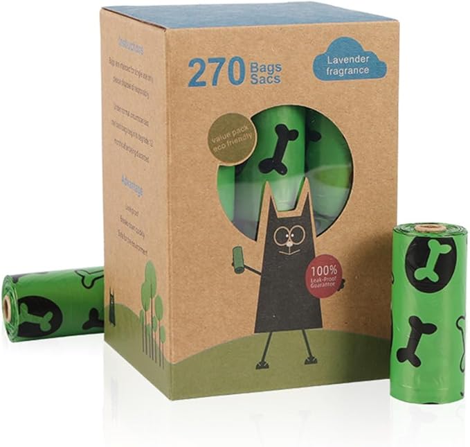 Pet Waste Bags and Wet Wipes Bundle, 270 Biodegradable Bags, 120 Aloe Vera Wipes