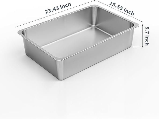 Kirecoo Stainless Steel Cat Litter Box XL- Metal High Sided Cat Pan, Large Stainless Steel Box, Indoor Litter Tray, Non Stick, No Smell, Easy to Clean, Pet Toilet Supplies for Kitten, Kitty, Rabbit