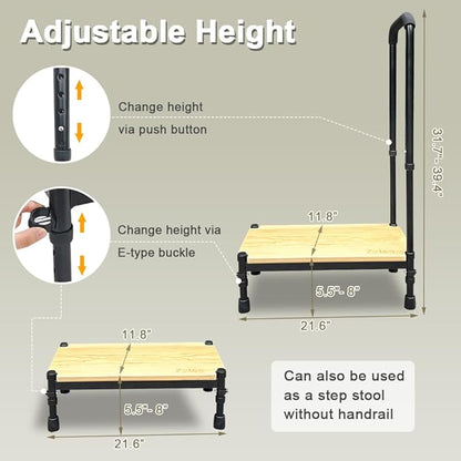 Zelen Medical Step Stool Bed Steps for High Beds for Adults Bedside Step Stool with Handle for Elderly Seniors Foot Stool Portable Handicap Steps Platform for Car, SUV, Bedroom