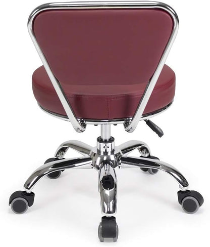 MAYAKOBA Dayton Garage Rolling Seat (Red) Pneumatic, Short Stool with Adjustable Height 13"-15", Perfect for Garage Task, Home Cleaning, Bathroom Short Seat, Technician Task