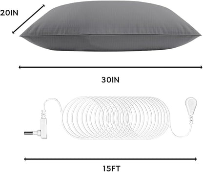 Grounding Pillowcase with Grounding Cord, Grounding Pillowcase Queen Contains Silver Fibers, Conductive Cotton Grounding Pillow Case, Improve Sleep, Relieve Pain (20x30IN, Grey)