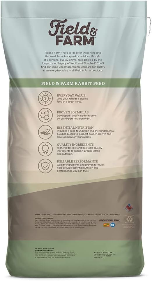Blue Seal Field & Farm - Rabbit Feed 16 Complete | 25 Pound Bag, Premium Rabbit Food, Using Quality Ingredients, Pellets Provide Complete Daily Nutrition for All Rabbit Types