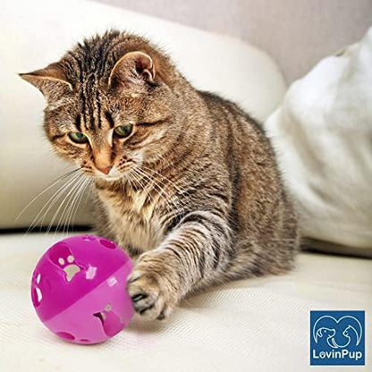 Cat Ball Toy with Bell Larger Size, Bells Jingle as Balls Roll, Cat Toy for Small or Large Cats, or Other Animals (Pink - 1 Pack)