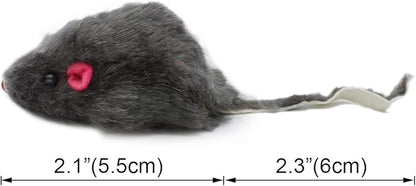20 PCS Furry Squeak Mouse Rattle Sound Plush Mice Fur Interactive Catch Play Catcher Pet Kitten Cat Toys (Random Color)