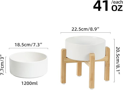 Ceramic Raised Dog Bowl Set, Elevated