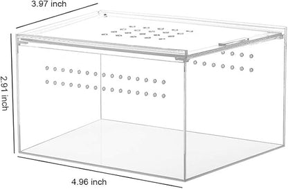 NANEEZOO Acrylic Reptile Breeding Box, 5x4x3 Inch Nano Flat/Long Enclosure Transparent Reptile Breeding Box Terrarium Cage Tank for Tarantula Scorpion Sling Isopods Invertebrates Insect Mantis