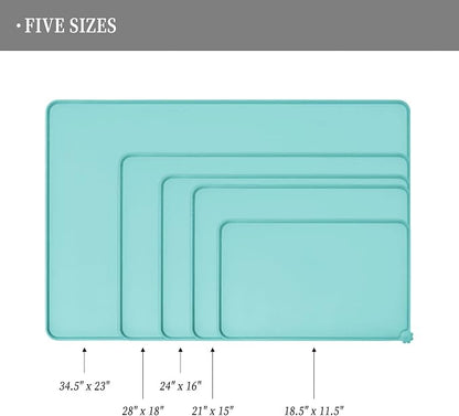 Reopet Silicone Pet Feeding Mat - Waterproof & Non-Slip Dog Cat Placemat | High Raised Edges Prevent Food & Water Spills to Protect Floors, Easy to Clean, Fit for Dog Cat Bowls