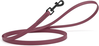 Dogline Biothane Waterproof Dog Leash Strong Coated Nylon Webbing with Black Hardware Odor-Proof Easy to Clean High Performance for Small or Large Dogs Made in USA 4 or 6 ft Lead, Merlot Burgundy