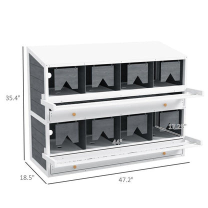 Chicken Nesting Box, 8 Compartment Wood Laying Boxes For Chicken Coop