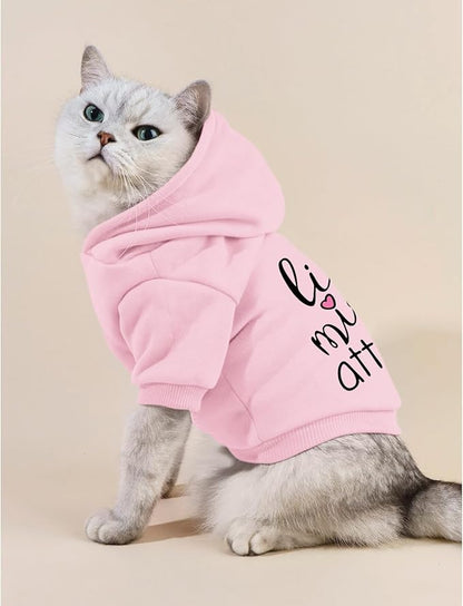 Cat Hoodies for Cats Puppy Pet Clothes Cat Apparel Little Miss Attitude Print Dog Hoodie for Small Medium Dogs Outfits for Kittens(Pink,2XL)