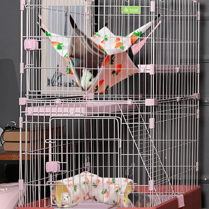 Large Caliber Guinea Pig Hideout & Hammock, Corner Hideout Toy for Guinea Pig, Ferret, Hedgehog, Piggy-2 Tunnel Strawberry