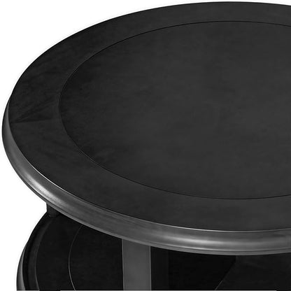31.5'' Black Nesting Coffee Table Set of 2, Solid Wood Round Nesting Coffee Table Fluted with Storage for Living Room Office