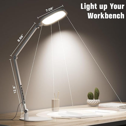 LED Desk Lamp for Home Office, 15W Desk Light with CRI >95, Memory & Timer Function, 1200LM Dimmable Computer Light for Video Calls, Conference, Reading, Study (White)