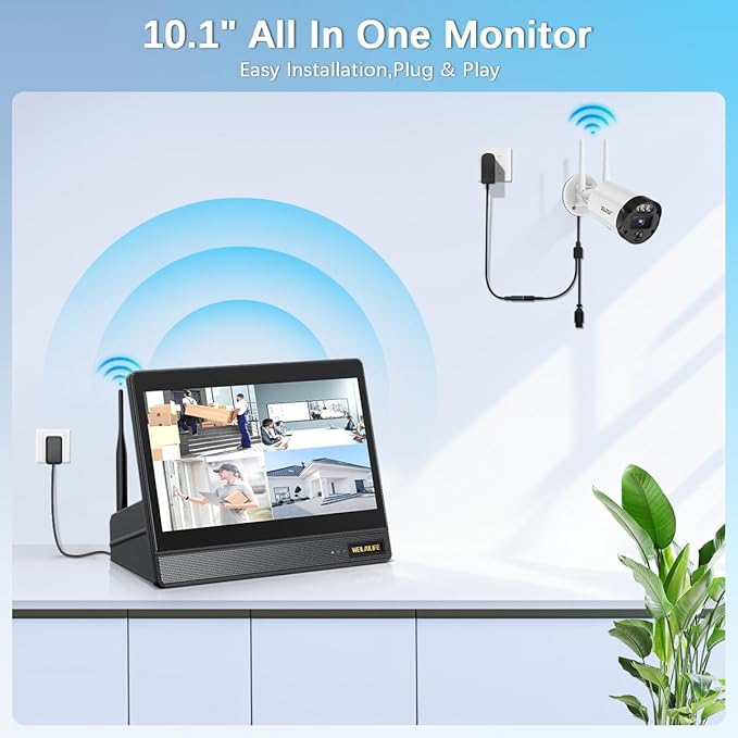 【All-in-One Security System】 Outdoor Wireless Security Camera System, Home