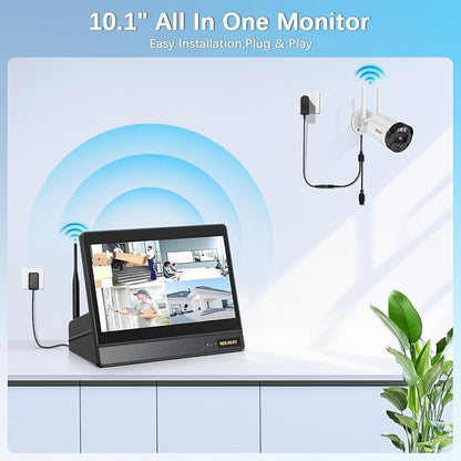 【All-in-One Security System】 Outdoor Wireless Security Camera System, Home