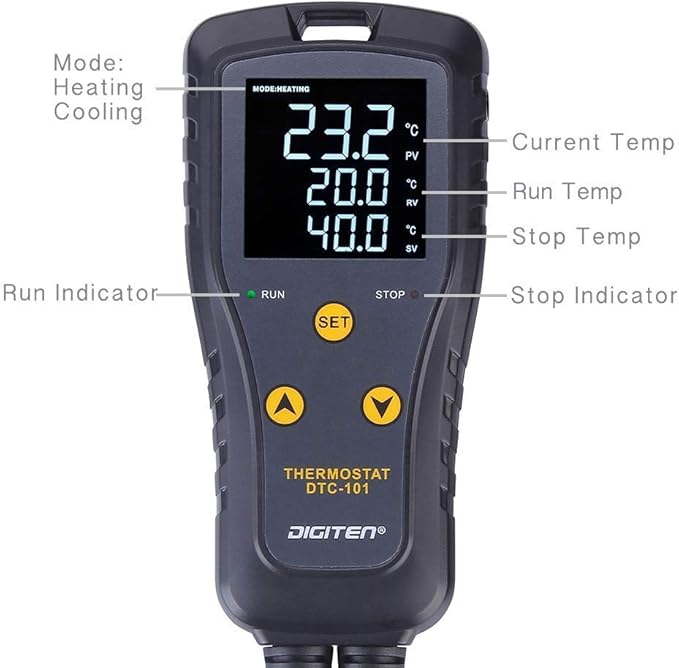 Digital Temperature Controller Simple Stage Thermostat Outlet Heating & Cooling