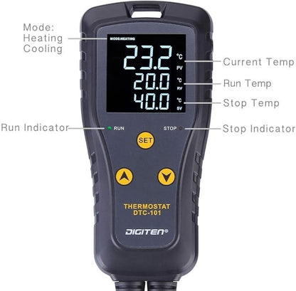 Digital Temperature Controller Simple Stage Thermostat Outlet Heating & Cooling