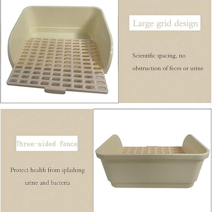 Hamiledyi Large Rabbit Litter Box Corner Bedding Box Chinchilla Toilet Trainer Square Potty Pet Pan for Adult Guinea Pig, Galesaur.Ferret and Other Animals (White)