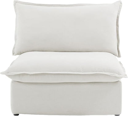 WJShome Modern Down Filled Sigle Middle Seat, Cloud Modular Sectional Sofa, Minimalist Wide Deep Seat Couches for Living Room Apartment Lounge Bedroom (White)