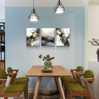 Boho Wall Decor - Abstract Ink Paintings, Framed Wall Art for Living Room, Bedroom & Office - 20" X 28" - 3 Piece Set