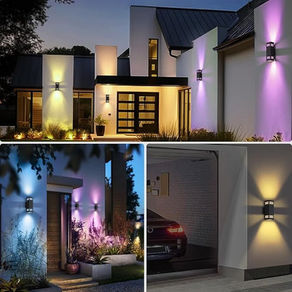 KIZON Modern Smart Porch Lights RGBCW, Dusk to Dawn Outdoor Lights Color