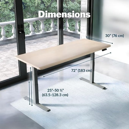 Vari ComfortEdge 72x30 Inch Electric Standing Desk – Height Adjustable Large Office Sit Stand VariDesk with Sloped Edge, Memory Presets, 180 LB Capacity + Tool-Free Assembly (Light Wood)