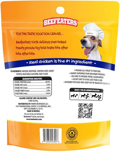 Beefeaters Beefhide Kabobs – Dog Treat. Triple Flavor with Real Chicken, Liver & Sweet Potato, Long-Lasting Chew, Supports Dental Health, Ideal for Training
