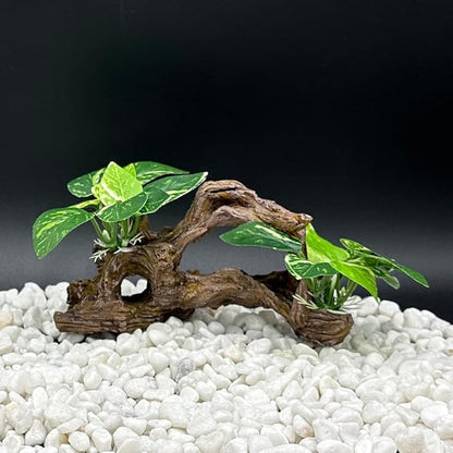 Smoothedo-Pets Fish Tank Decorations Aquarium Decor Ornaments Betta Silk Leaf pad Hammock Artifical Driftwood Cave Goldfish Bowl Accessories (Type-E)