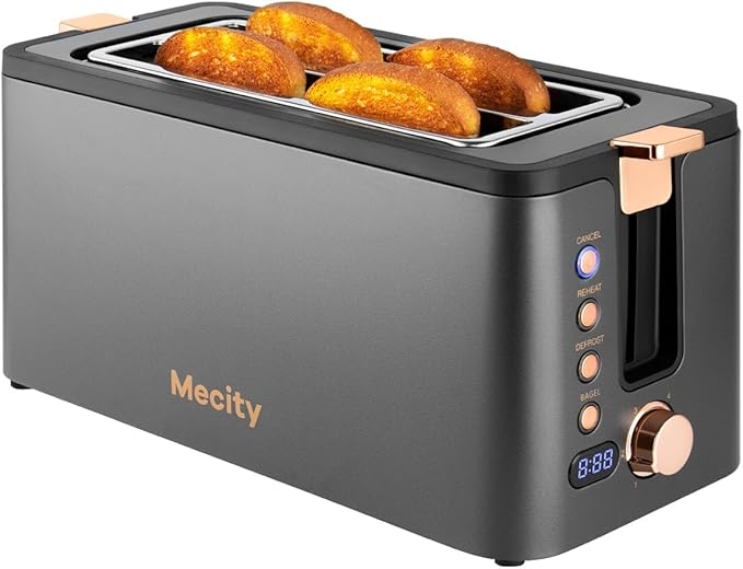 Mecity 4 Slice Toaster, Long Slot Toaster